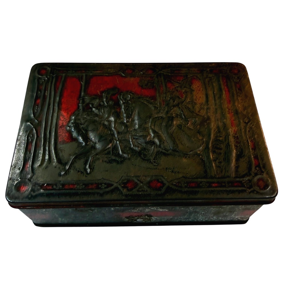Vintage 60s Riley Brothers Toffee Tin Antique Embossed Horse Rider England
